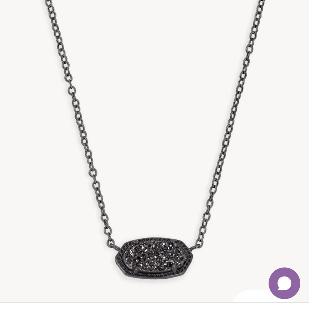 Kendra Scott Elisa Pendant Necklace in Black Drusy